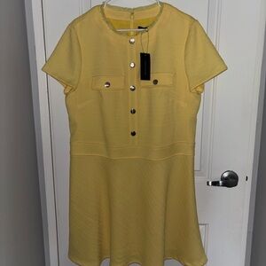 Tommy Hilfiger Yellow Mini Dress with Button Accents